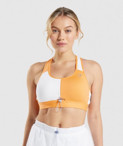 Women's Gymshark Pulse Sports Bra Orange / White | CA 180A6D